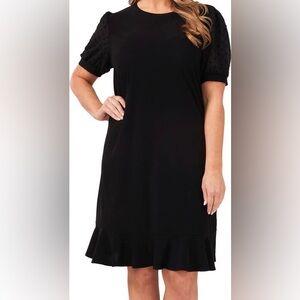 Ce Ce Women’s N.W.T. Little Black Dress XL.Clip Black Dot Sleeve.Flowy Ruffle